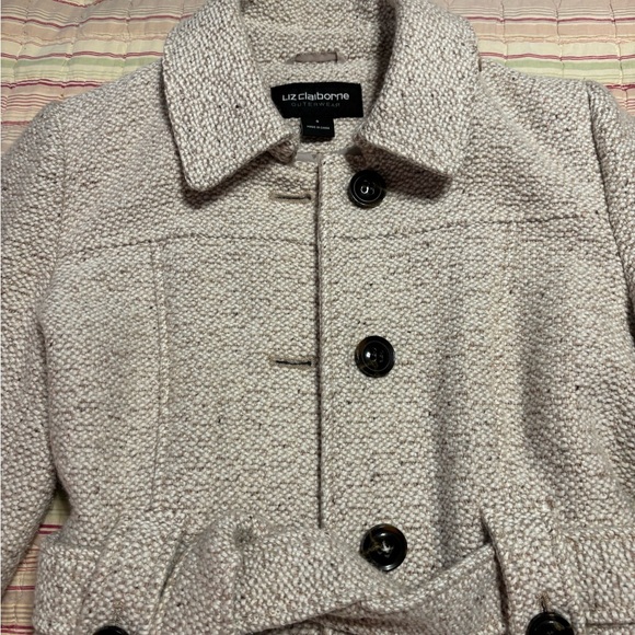Liz Claiborne Textured Trench Coat in Cream - Picture 10 of 11